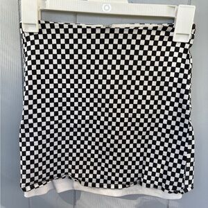 Wild Honey Black and White Checkered Mini Skirt